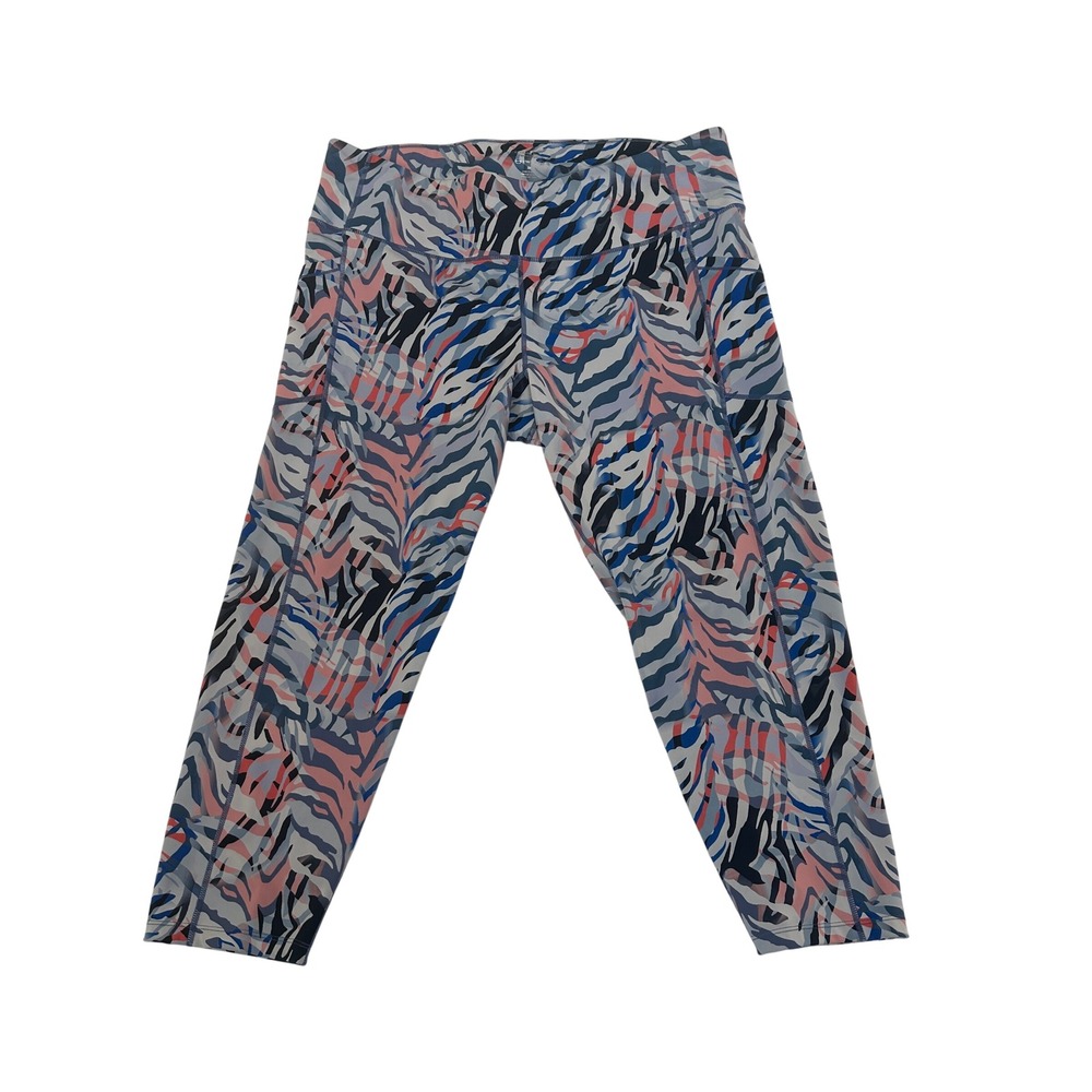 Calvin Klein Performance Zebra Print Leggings 3X Blue Pink High Rise Pockets